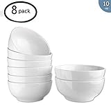 10-Ounce Porcelain Bowl Set，Soup Bowl Set，Dinner Set for Cereal, Soup 8 Packs,White，4.5 Inch