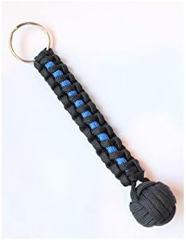 6" Cobra Weave 550 Paracord Tactical Keychain 3/4" - Thin Blue Line