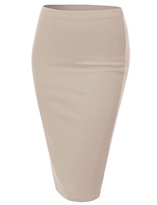 J.TOMSON Women's Basic Stretchy Semi Formal Slim Fit Midi Pencil Skirt
