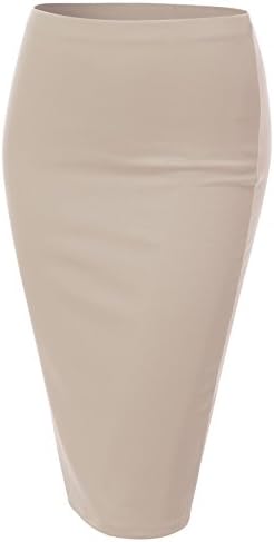 J.TOMSON Women's Basic Stretchy Semi Formal Slim Fit Midi Pencil Skirt BEIGE 3XL