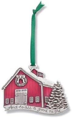 A Good Night 2014 Annual Christmas Ornament (Red Barn) โ Handcrafted Pewter Christmas Tree Ornament โ Satin Ribbon, 1 7/8โ Tall by 2 ยผ" Wide, Made in USA