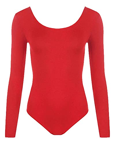 The Fancy Dress® GIRLS CHILDREN BALLET DANCE LEOTARD BODYSUIT GYMNASTICS LONG SLEEVED DANCEWEAR FANCY DRESS UK AGE 5-13 YEARS (Red, 9-10 Years)