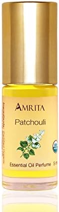 USDA Certified Organic Patchouli Essential Oil Perfume - 100% Natural &amp; Alcohol-Free (5ml - Roll On Applicator)