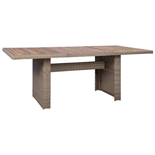 vidaXL Gartenmöbel Set 9-TLG. mit Auflagen Gartengarnitur Sitzgruppe Gartenset Sitzgarnitur Esstisch Gartentisch Stühle Poly Rattan Braun – Bild 4