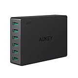 AUKEY USB Wall Charger 6 Port 60W, Multi Port Desktop USB Charging Station, Compatible with iPhone 11/11 Pro/Max/XS/XR, iPad Pro/Air/Mini, Samsung Note8 / S8, and More