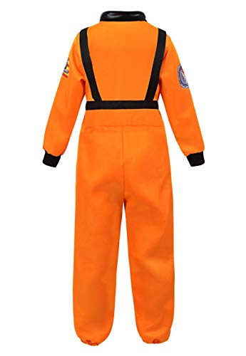 frawirshau Astronaut Costume for Kids Theme Party Role Play Space Suit Dress up Pretend Halloween Costume Orange 2XL
