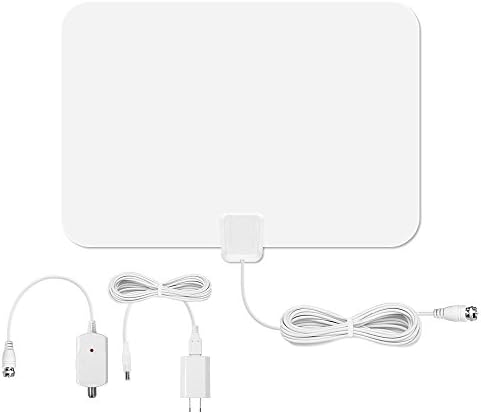 50 Miles Range Indoor TV Antenna with USB Power Supply and 16ft coaxial cable, Supports up to 1080p, Digital broadcast Amplified Antenna, White