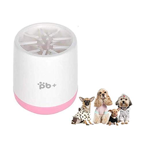 Pet Paw Cleaner Cup for Dogs Cat Foot Washer Cup Portable Cleaning Brush Dog Claw Care with Removable Soft Silicone Bristles for Cleaning Dirty and Muddy Paw,Small Pink 10x8.6CM