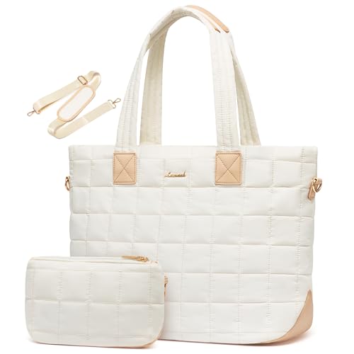 LOVEVOOK Shopper Tasche Damen, 15,6 Zoll Puffer Laptoptasche Handtasche