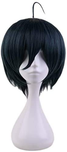 Yamia Anime Cosplay Wigs for Shuichi Saihara, Short Deep Green Cosplay Wig with Free Cap