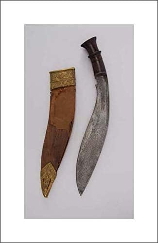 Indian or Nepalese, Gurkha Culture - 12x20 Art Print by Museum Prints - Knife (Kukri) with Sheath