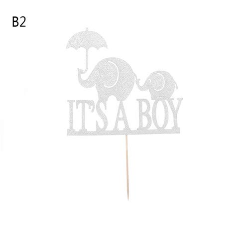 Cake Decorating Supplies - Elephant Its A Boy Girl Cake Per Baby Shower Party Decorations Favors Baptism Glitter Paper - Carrier Kit-baking Cake Pans Rotating Figurines Dust Russian Paste Bags M - Thumbnail 5