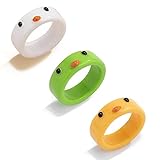 3Pcs Cute Acrylic Resin Frog Duck Finger Ring Set