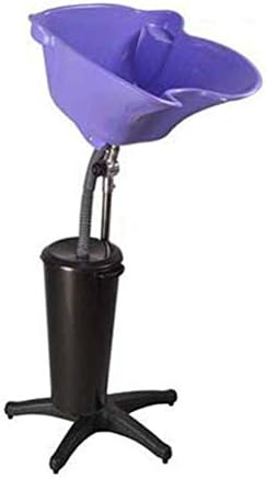 Hairdressers Tilting Shampoo Sink, Height adjustable Shampoo Basin with Drain hose and barrel - Portable Black Backwash Stand - 55x49x139cm,Pink