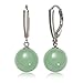 Sterling Silver Natural Green Jade Lever Back Drop Dangle Earring for Women