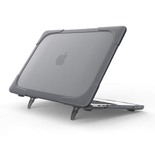 ProCase for MacBook Air 13 Inch Case 2020 2019 2018 A2337 M1 A2179 A1932, Heavy Duty Hard Shell Protective Cover with Fold Kickstand -Grey