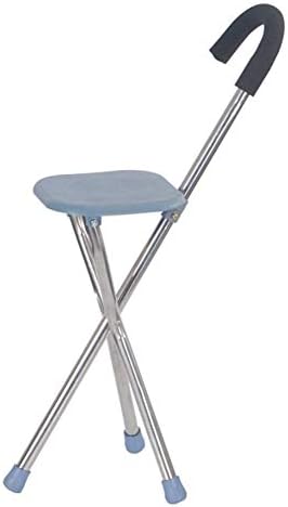 1949shop Stainless Steel Cane Chair Three-Legged Old People Walking Stick Stool Folding Chair