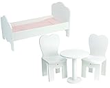 18 Inch Doll Wooden Furniture 4 Pc. Set Perfect for Doll 18 Inch Furniture American Girl Dollhouses and More! Wooden 18 Inch Doll Table, 2 Chairs & Doll Bed Set or for 18 inch Doll House Furniture