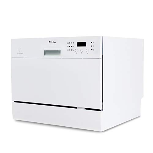 DELLA 6 Place Settings Compact Coutertop Dishwasher Mini Dish Washer Rack and Silverware Basket, White - Thumbnail 3