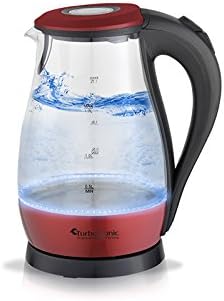 TurboTronic 1.7L LED Illuminated Electric Borosilicate Glass Water Kettle 2200W 360ยฐ, BPA Free