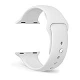 FanTEK Soft Silicone Sport Style Replacement iwatch Strap for Apple Wrist Watch 38mm Models - Small/Medium - White