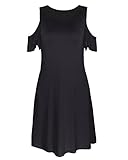 OUGES Women's Cold Shoulder Ruffle Sleeves Summer Dress