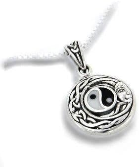 925 Sterling Silver Yin Ying Yang Tai Chi Celtic Knot Flowing Sun Face Charm Pendant