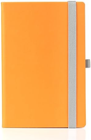 Smooth Premium Ocher Orange Hardcover UberWorks WORDSMITH Medium A5 Size Plain/Clear Notebook Bullet Journal/Travel Sketchbook with Elastic Pen Loop Holder &amp; Closure, 192 Pages 80gr Paper, Index