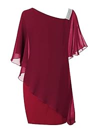 VIUVIU - Vestido de cóctel para mujer, estilo casual, de gasa, con mangas de volantes, estilo midi