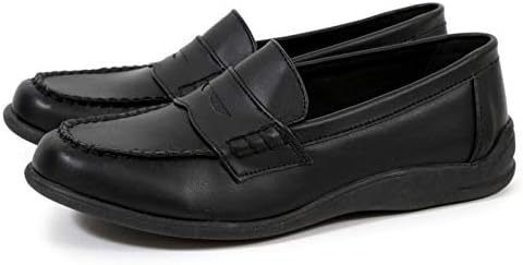 [アキリコ] モカシン ローファー やわらか フェイクレザー EEE フォーマル ローヒール レディース 22.5cm～26.5cm 対応