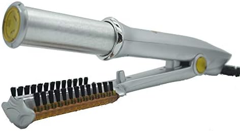 Multifunctional 2-in-1 Thermostatic Rotary Ironing Hot Brush Hairdressing Tool Hair Straightener and Curling Iron,Silver