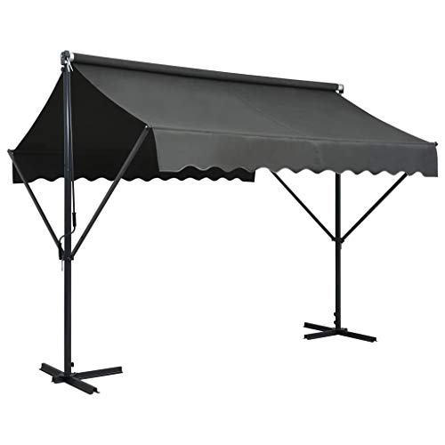 Festnight Freistehende Markise Balkonmarkise Klemmmarkise 300x300 cm Anthrazit UV- und witterungsbeständig