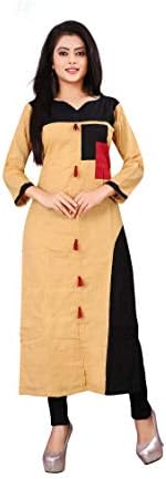 LooksGud Dhruvi Trendz Women's Stitched Slub Cotton Printed Anarkali Kurti