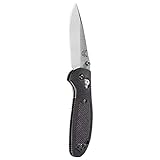 Benchmade - Mini Griptilian 556 EDC Manual Open Folding Knife Made in USA, Drop-Point Blade, Plain Edge, Satin Finish, Black Handle