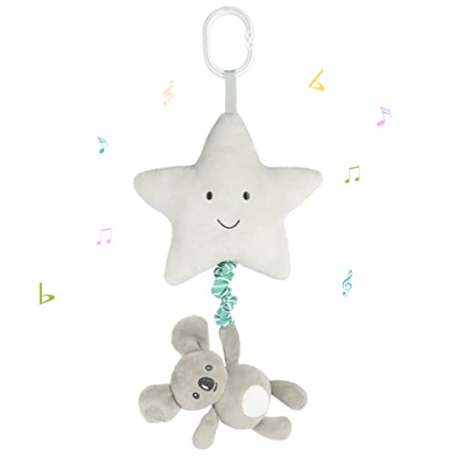 Blublu Park Baby Hanging Musical Toy With Music Box, Lullaby Pull Sensory for Babies Boys and Girls, Clip On Infant Pram Pushchair Cribs Strollers Car Seats, Star