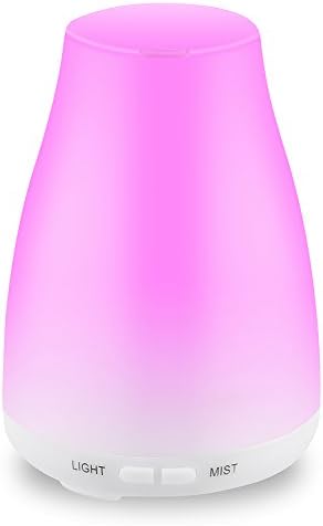100ml Essential Oil Diffuser Aromatherapy Cool Mist Oil Diffuser with Adjustable Mist Mode,Waterless Auto shut-off Diffuser and 7 LED Color Lights(White)