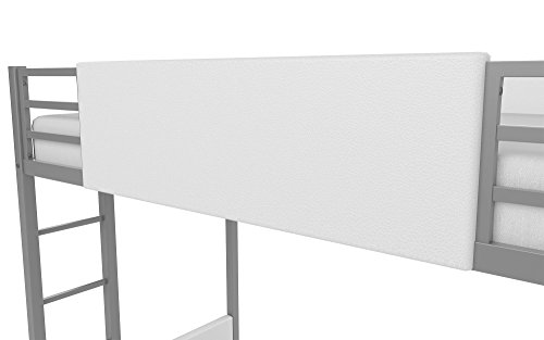 Little Seeds Monarch Hill Raven Bunk Bed Metal Frame, Twin-Over-Twin - Silver with White Faux Leather