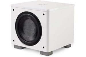 REL ACOUSTICS REL HT/1003 MKII 10-Inch Powered Subwoofer – Compact Design with Class D Amplifier for Deep Bass in Home Theater, Stereo Systems, and Surround Sound – Line Grained White Finish