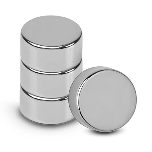 MAUL Neodymium Disc Magnet High Adhesive for Versatile Use Round Magnet with Elegant and Modern Design Diameter 20 x 10 mm Pack of 4 Light Silver