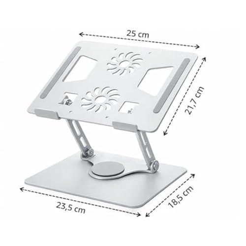 Suporte para Notebook Alumínio Premium Giratório 360° | Base Ergonômica Ajustável e Dobrável para Laptop até 17” | Ideal para Home Office, Setup Gamer e Escritório
