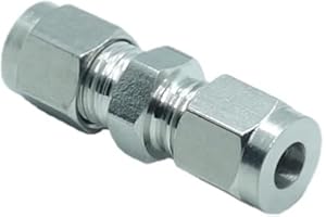 CDQBWKJGFJ 1/4" Double compression Tube fitting 304 stainless Ferrule Straight Union Connector Adapter 1/4" x 1/4" Tube OD,1000 Psi,3pcs