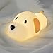 Silicone LED Papa Puppy Night Light Touch Sensor Switching Night Lamp, Transform Between Warm White 2700K and White 6500K, Safe SIL+ABS, Sleep Timer Setting for Kids Babies Bedside and Nursery