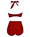 LALAGEN Women's High Waist Halter Bandeau 2 Piece Plus Size Bikini Swimsuit red XXL