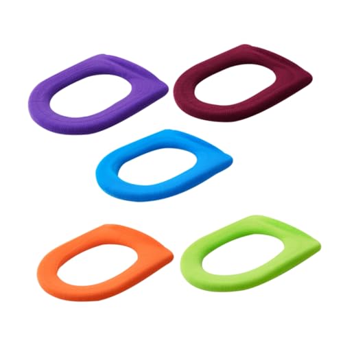 HOMSFOU 1set Colorful Toilet Seat Cover Pads Soft Warm Closestool Mat for Home Bathroom Present for Ladies Moms Elderly Color Random Color 5pcs