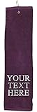 Personalized Custom Golf Towel - Add Your Embroidered Name or Monogram - Trifold Golf Towels with Grommet and Carabiner Clip, Hook
