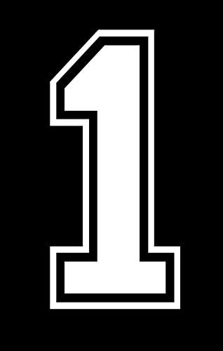 8" Tall Single Number for Sports T-Shirt jersey football Baseball,Iron On, heat transfer, team,t-shirt (Style C)(1-white)