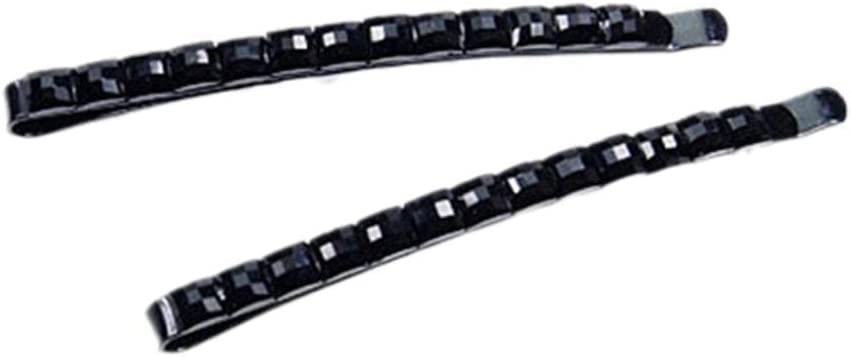 2Pcs Black Rhinestone Barrettes,Crystal Diamond Bobby Pin,Shiny Hair Pin, Hairpin, Sparkly Hair Decoration for Women Clip Bangs Metal Hair Clip Hair Pins