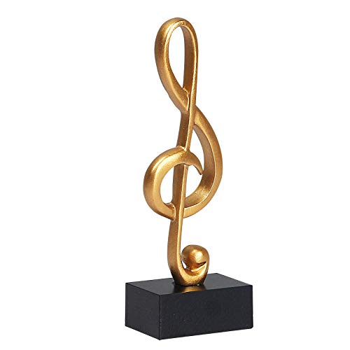 Leopacat Music Note,Musical Sculpture Statue, Resin Music Clef Modern Decor Ornament with Wide Base for Home Office Desk Piano Gifts Souvenirs Gift Resin, 2.3 X 1.9 X 6.8In Gold