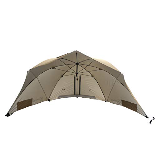 HOMECALL Strandschirm mit Fenster und Windschutz - UV-beständiges Polyester - Khaki