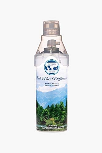 100% Pure Air Canister, Oxygen without Additives, Inhaler Mask included, 5 Liters, up to 130 breaths, Certified High-Quality Air for workout recovery, concentration boost, air pollution escape,